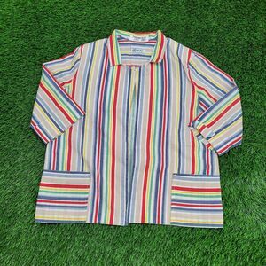Vintage 70s Hippie Buttonless Cardigan Womens XL 24x26 Rainbow Stripes